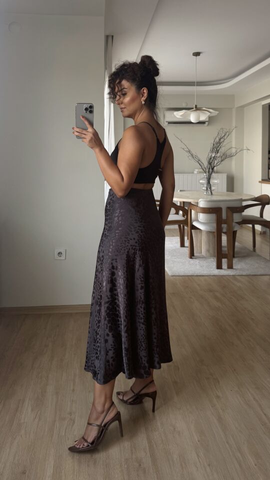 Crocodile Saten Etek Kahve