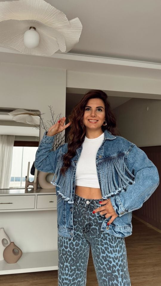 Denim Püsküllü Ceket