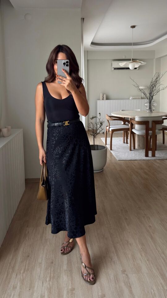 Crocodile Saten Etek Siyah