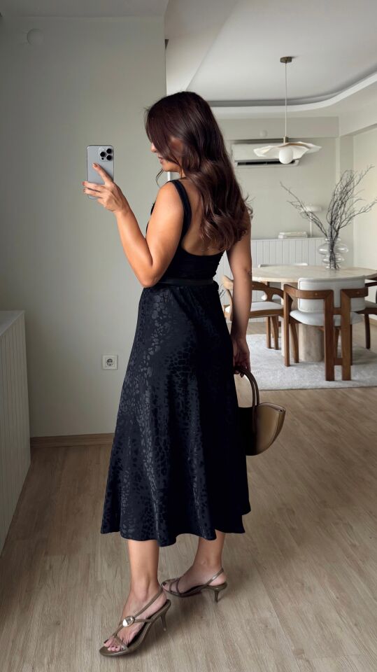 Crocodile Saten Etek Siyah