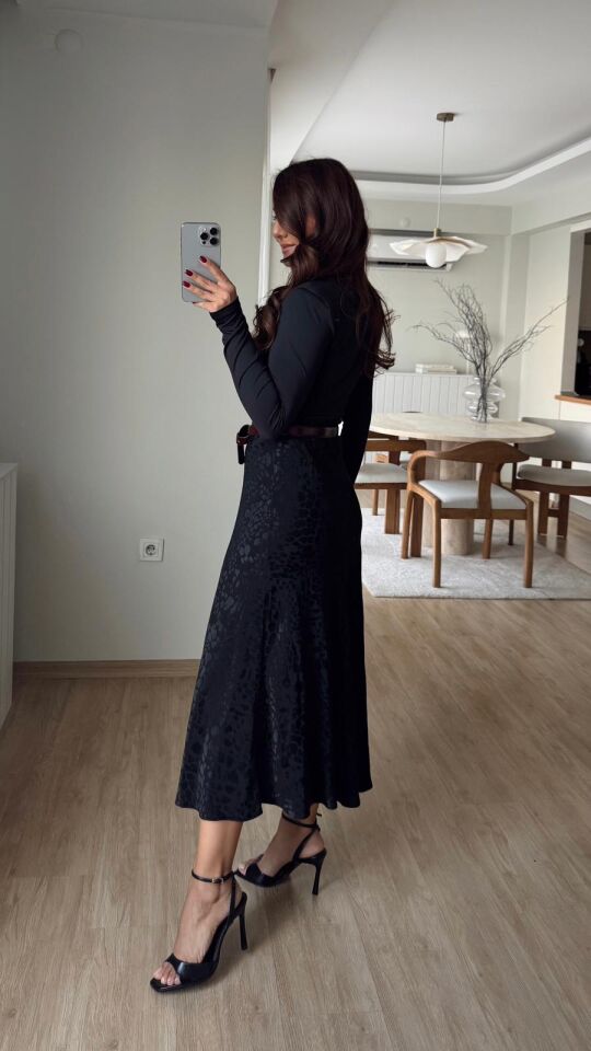 Crocodile Saten Etek Siyah