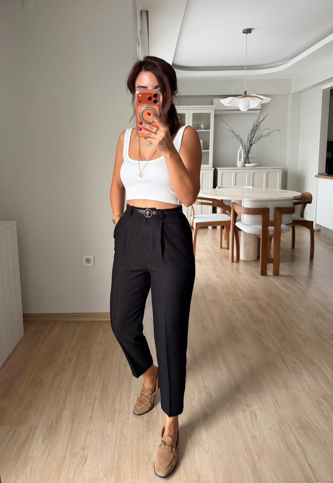 Kırçıllı Kemerli Pantolon Siyah