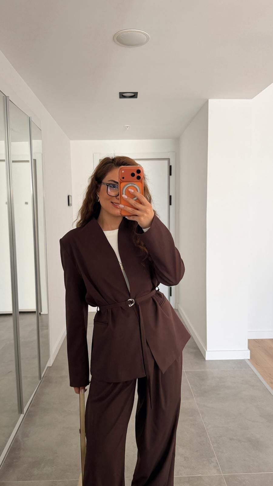 Kemerli Kahve Ceket