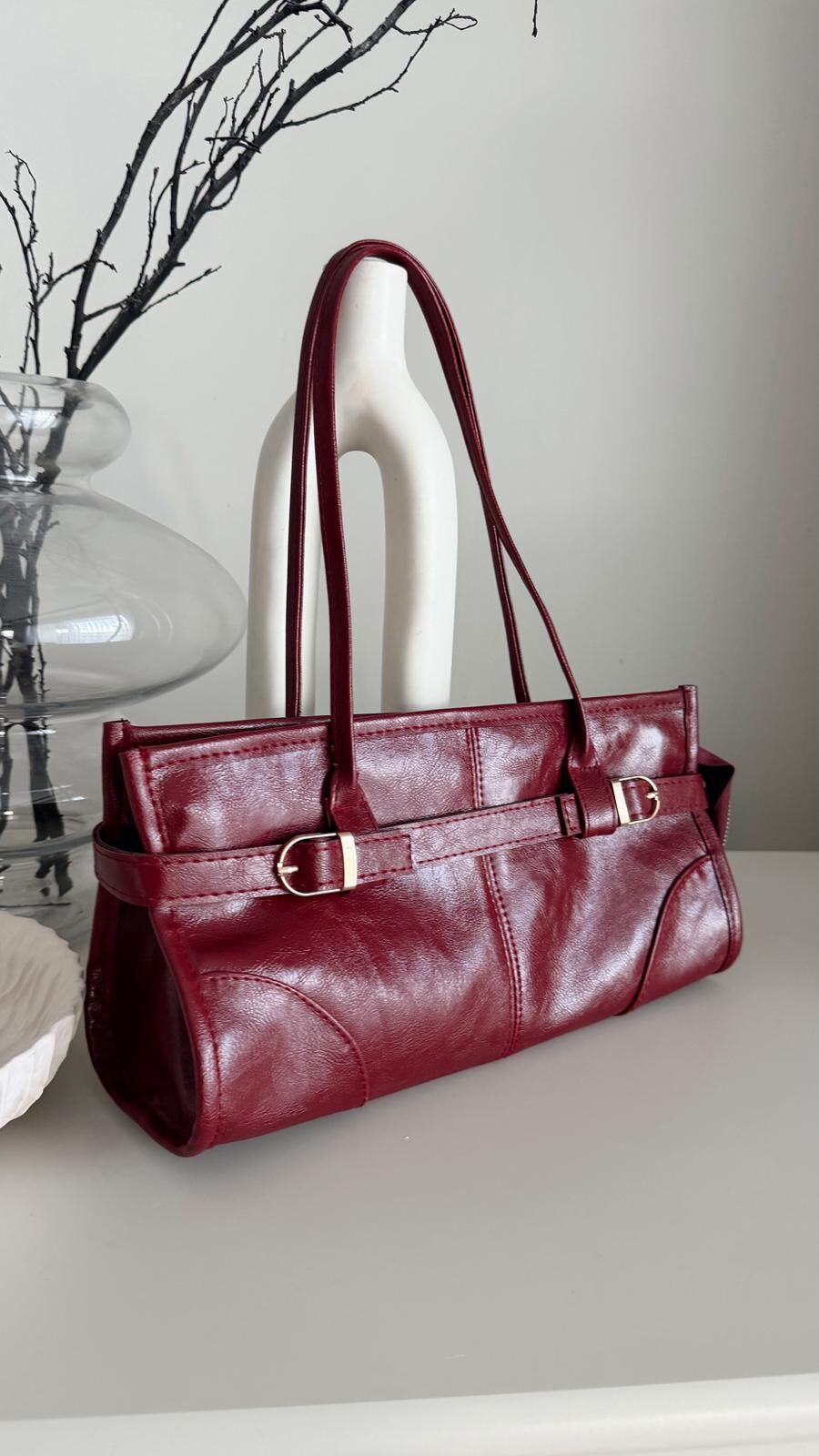 Vaella Deri Çanta Bordo