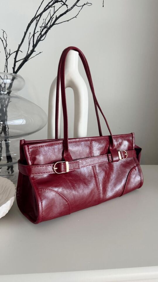 Vaella Deri Çanta Bordo