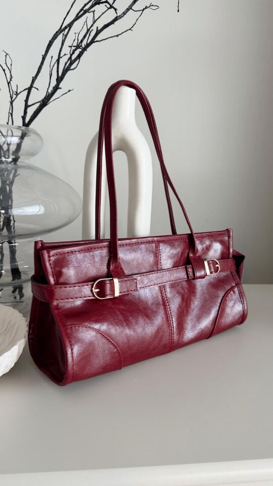 Vaella Deri Çanta Bordo