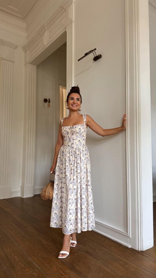 Arı Baskı Sarı Elbise