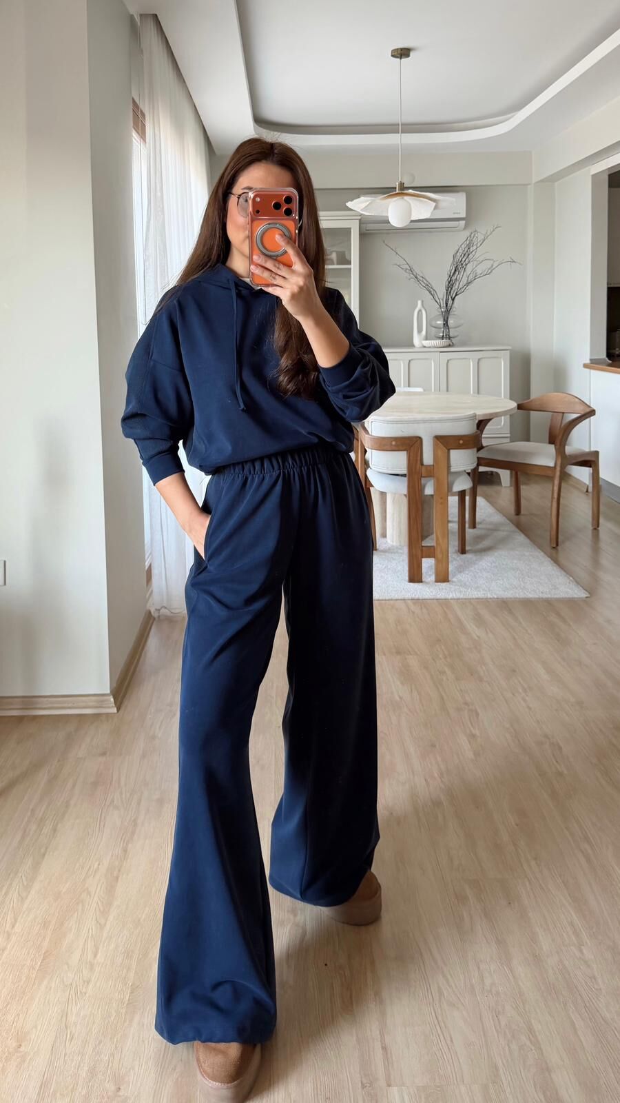 Kadife Garnili Modal Takım Lacivert