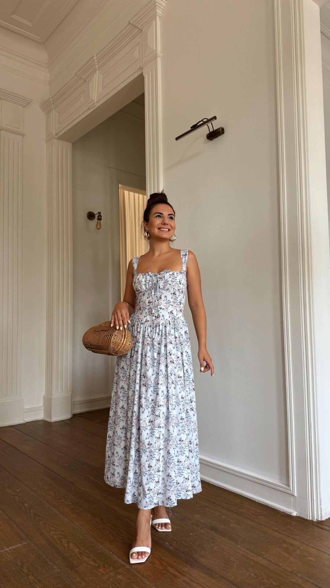 Arı Baskı Mavi Elbise