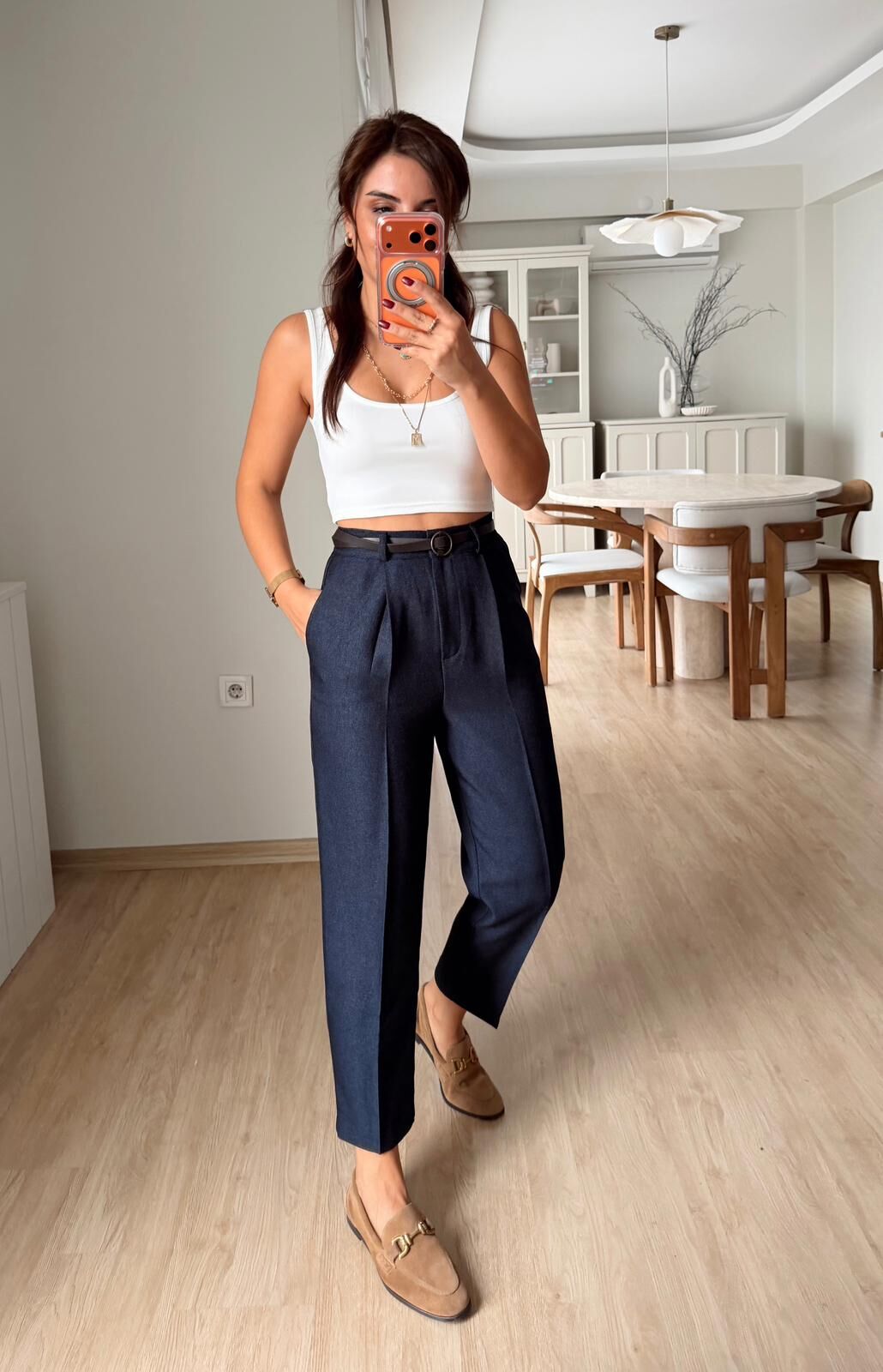 Kırçıllı Kemerli Pantolon Laci