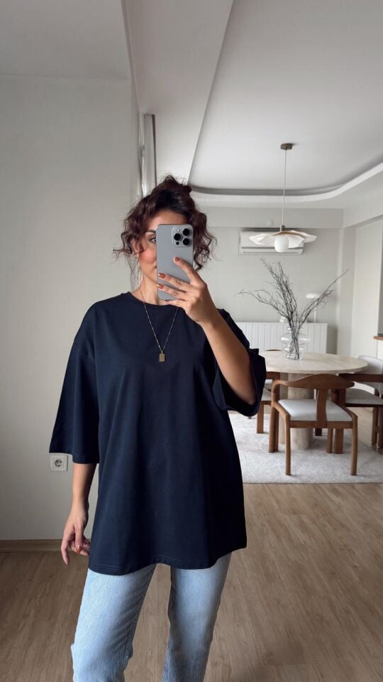 Oversize Tişört- Lacivert