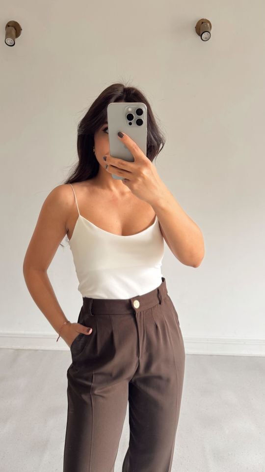 Askılı Bluz Ekru