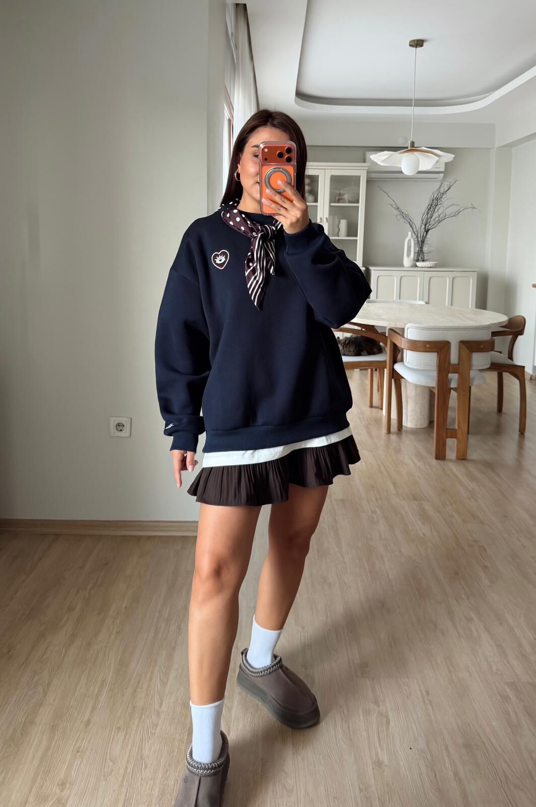 Fularlı Sweat Lacivert