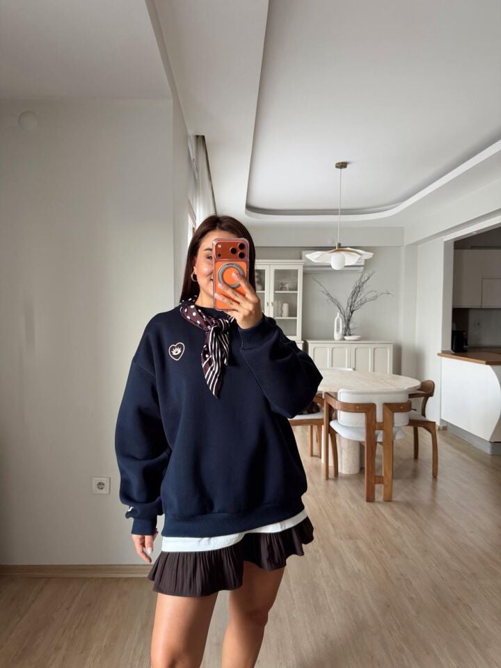 Fularlı Sweat Lacivert