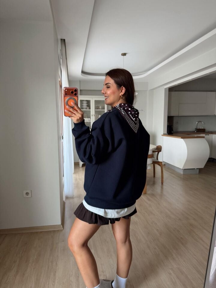 Fularlı Sweat Lacivert