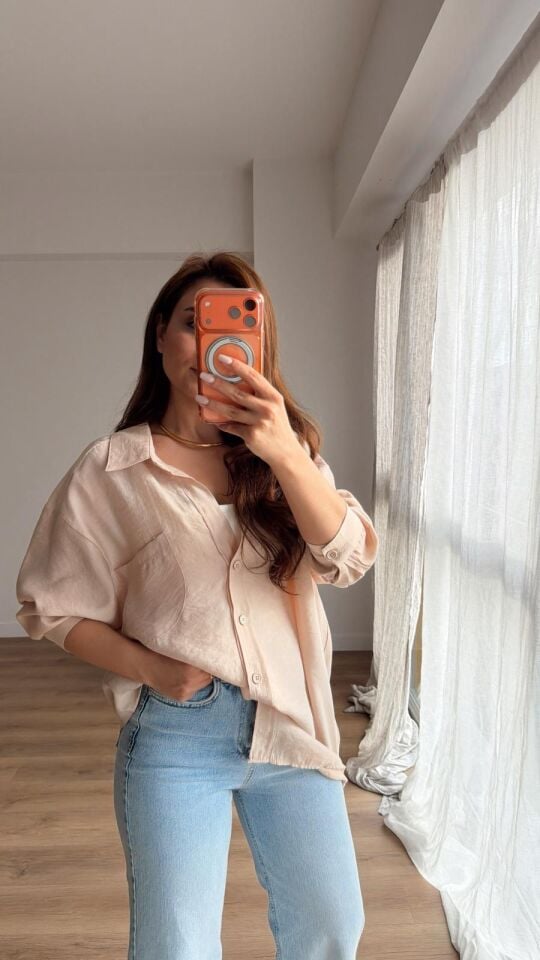 Vintage Oversize Gömlek Pembe
