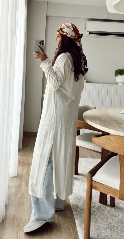 Natural İnce Maxi Hırka