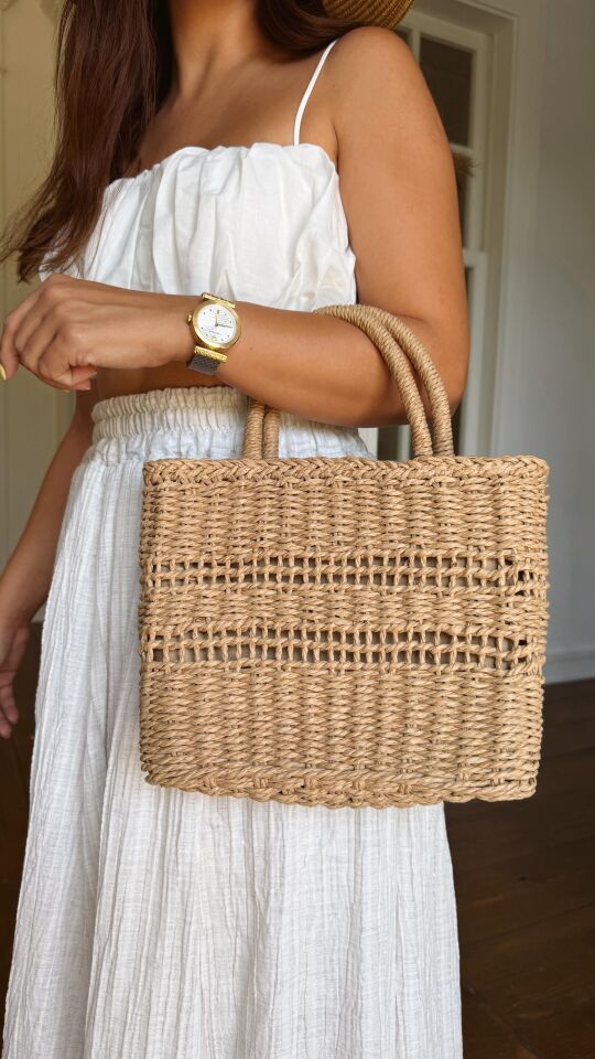 Coco Hasır Çanta Koyu