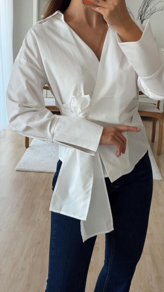 Anvelop Ekru Poplin Gömlek