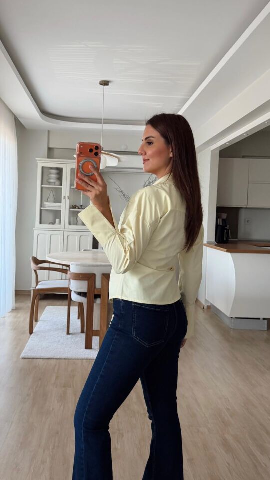 Anvelop Sarı Poplin Gömlek