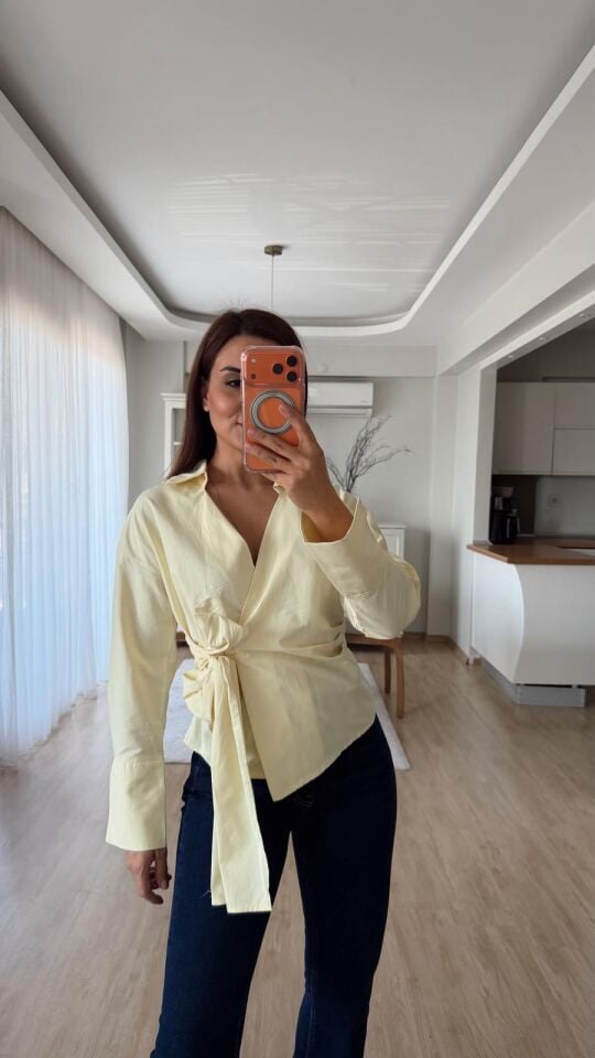 Anvelop Sarı Poplin Gömlek