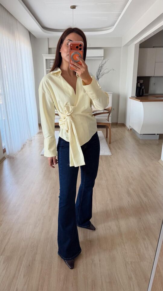 Anvelop Sarı Poplin Gömlek