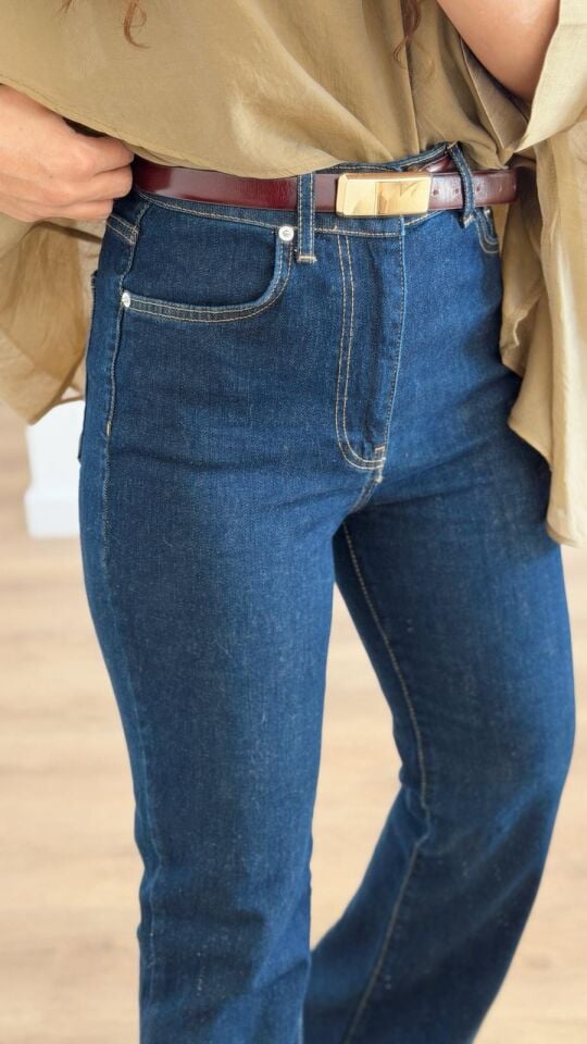 Koyu Mavi İspanyol Paça Jean