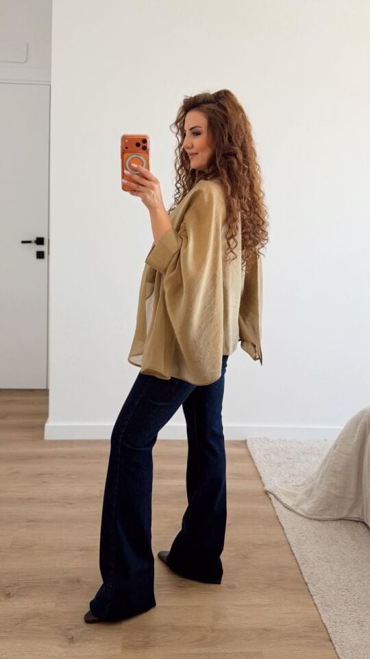 Koyu Mavi İspanyol Paça Jean