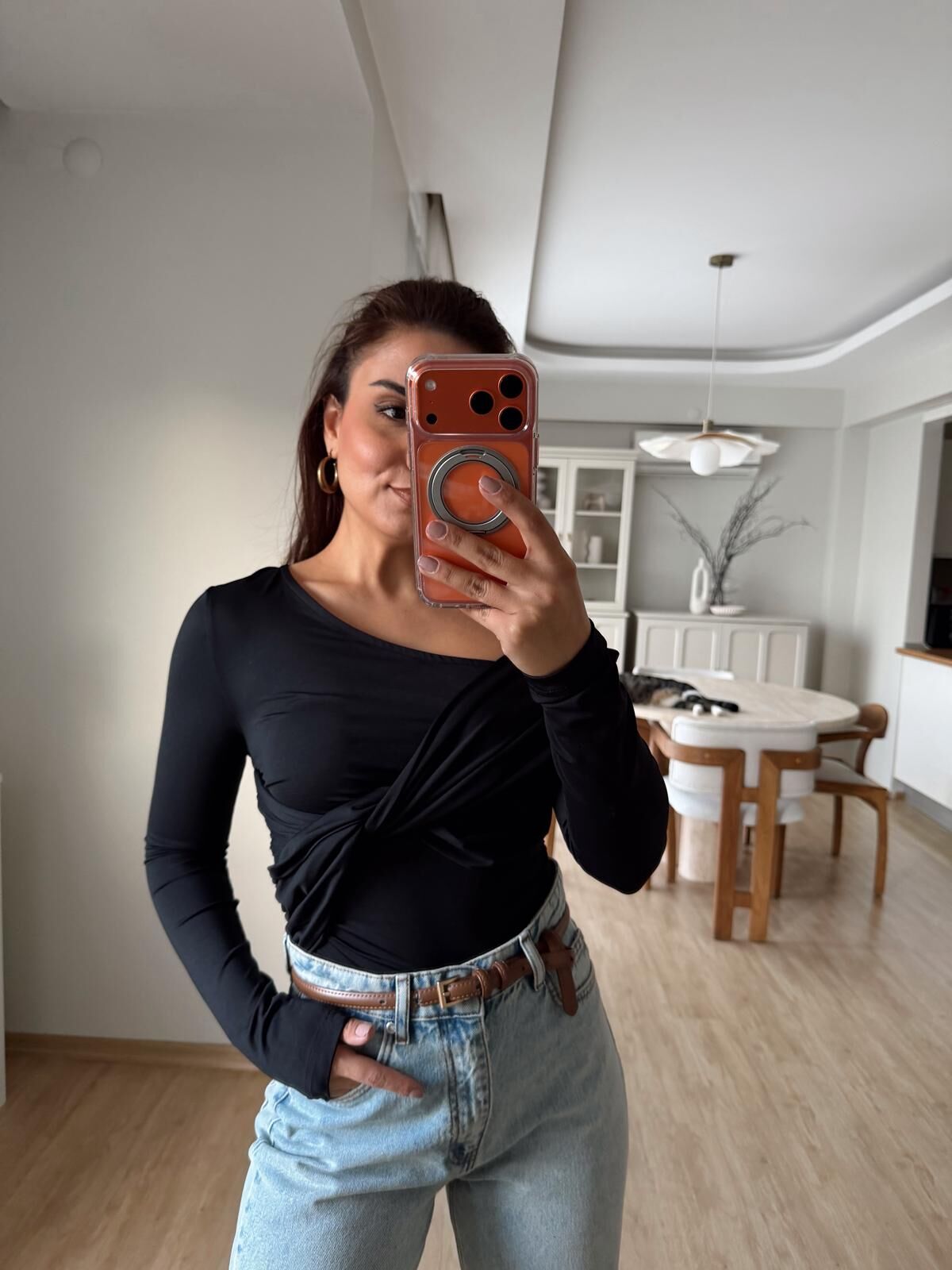 Düğümlü Jarse Bluz Siyah