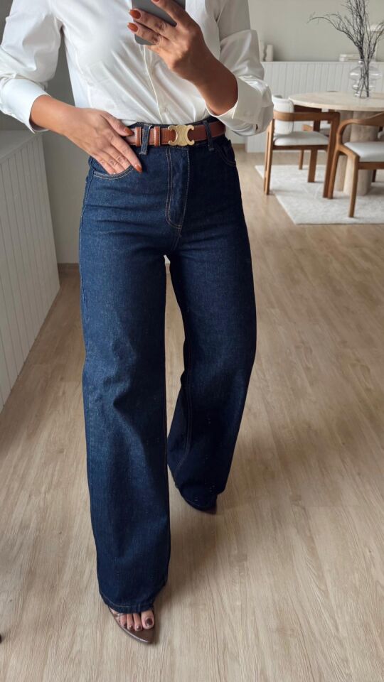 Dikişli Lacivert Jean