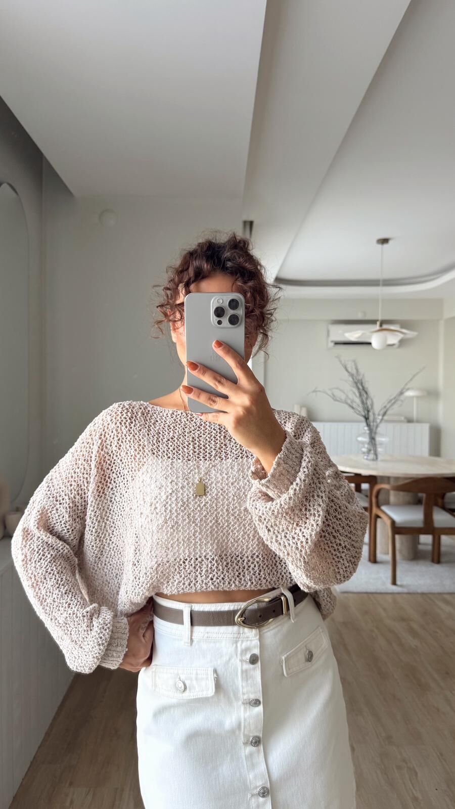 Kayık Yaka Merserize Bluz Vizon