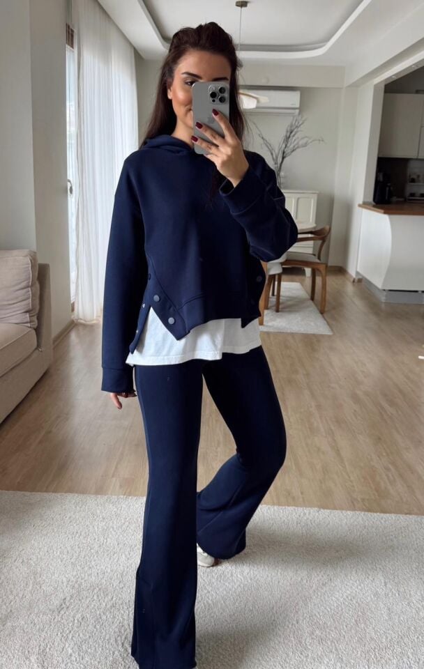 Çıtçıtlı Modal Takım Lacivert
