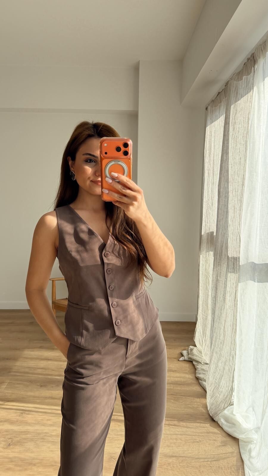 V Yaka Kahve Yelek