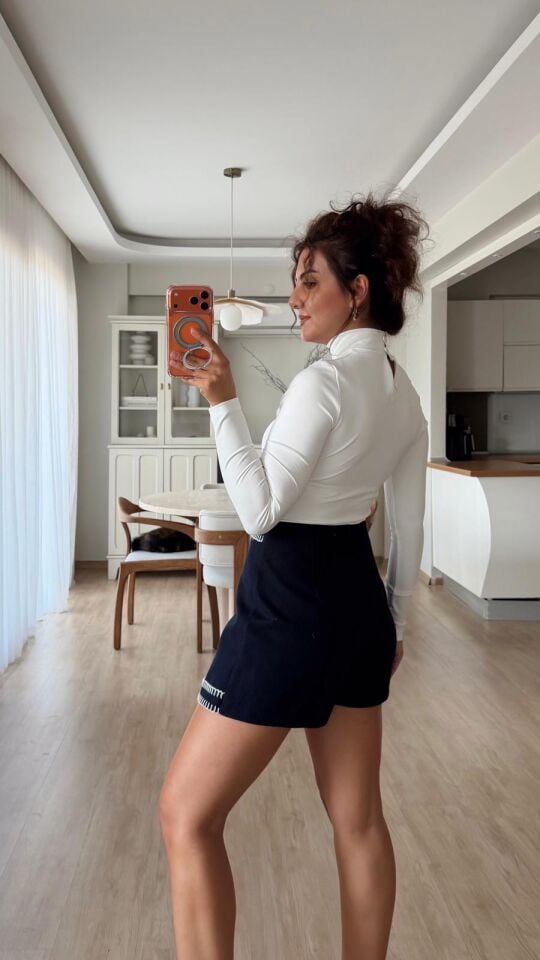 Jarse Dik Yaka Bluz Ekru