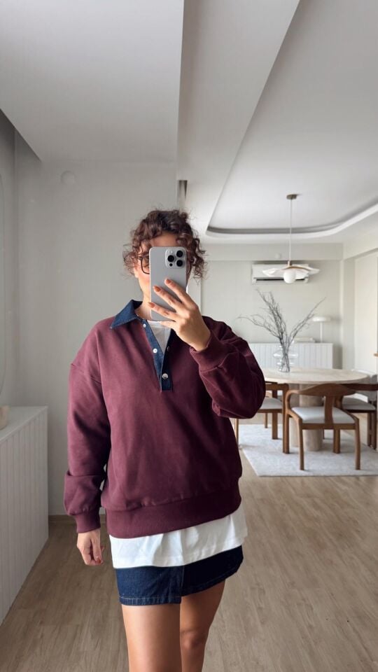 Denim Garnili Sweat Bordo