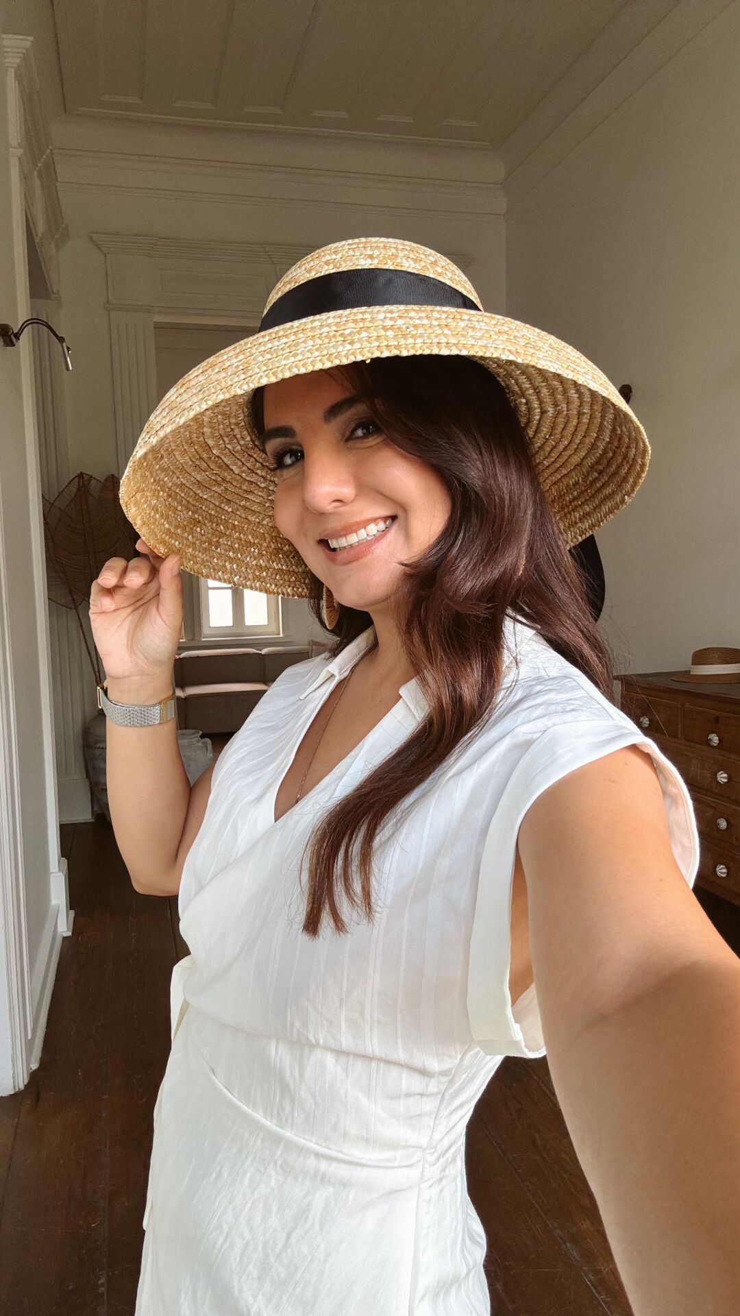 Kurdeleli Hasır Şapka Natural