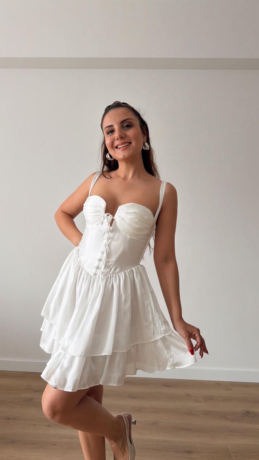 Elodie Beyaz Elbise