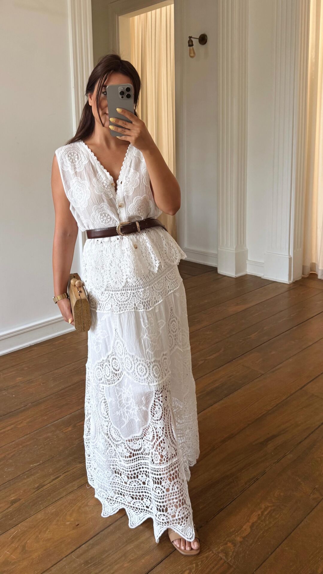 İşlemeli Etek Ekru