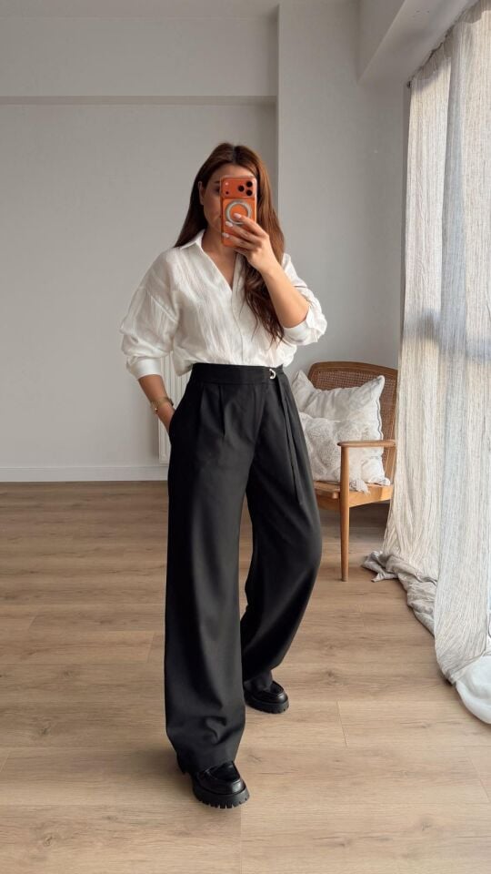 İtalyan Bel Siyah Pantolon