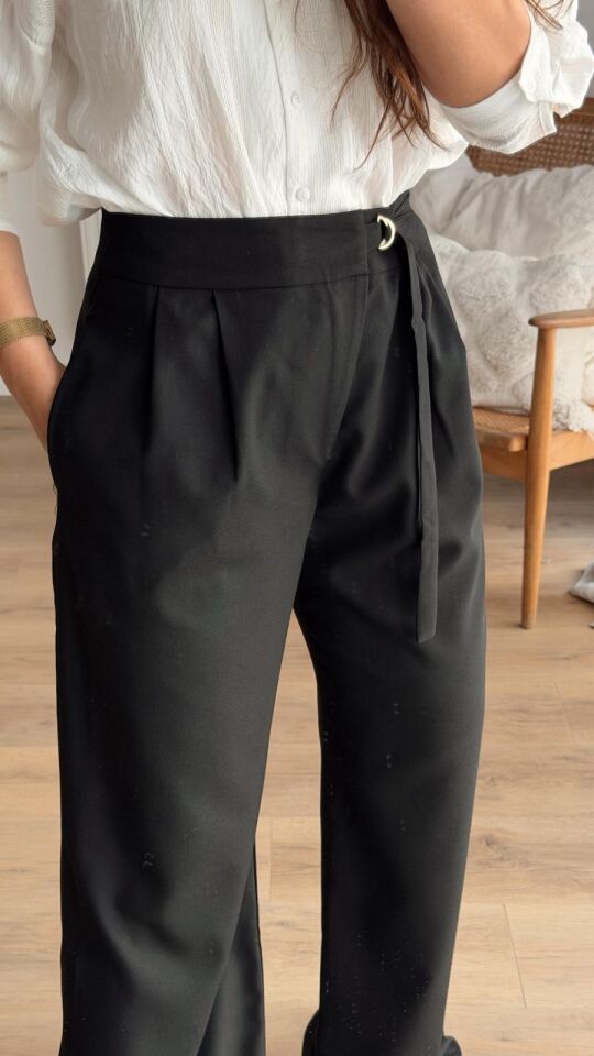 İtalyan Bel Siyah Pantolon