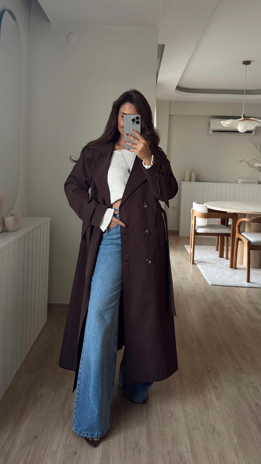 Acı Kahve Kemerli Trenchcoat