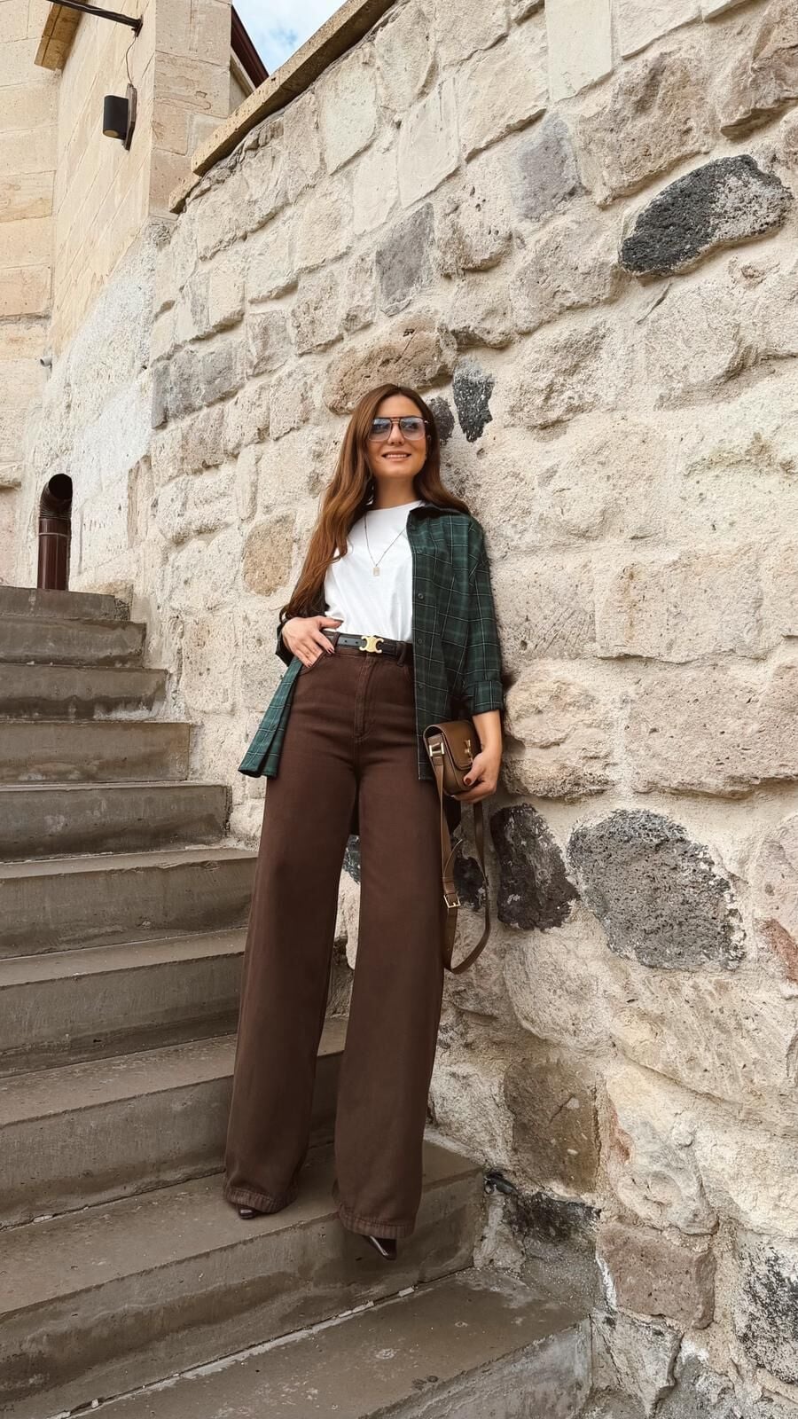 Dokulu Gabardin Pantolon Kahve