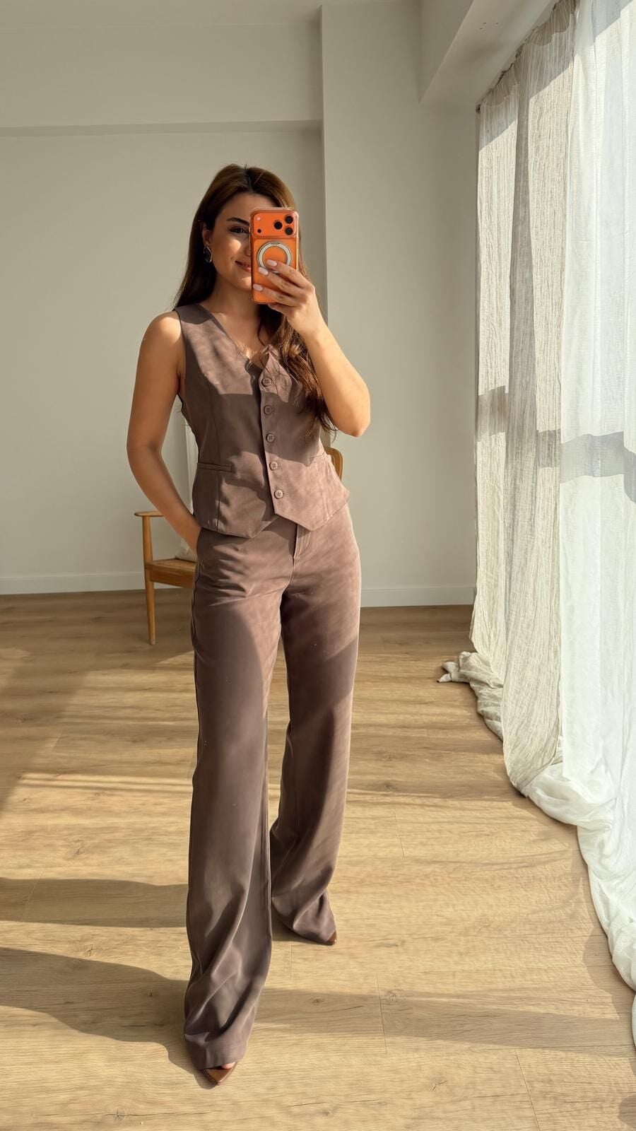 Düz Paça Pantolon Kahve
