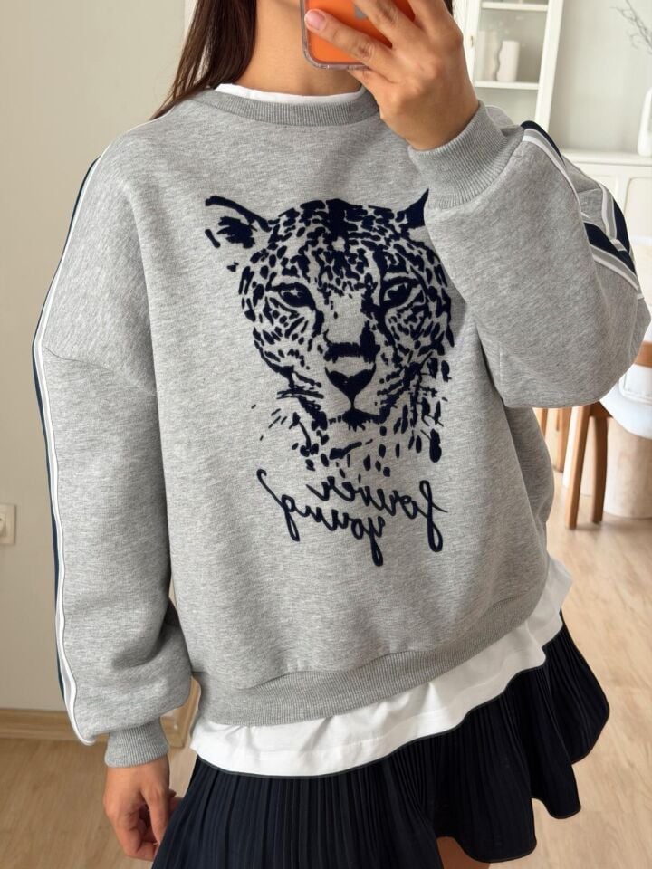 Leopar Baskı Sweat