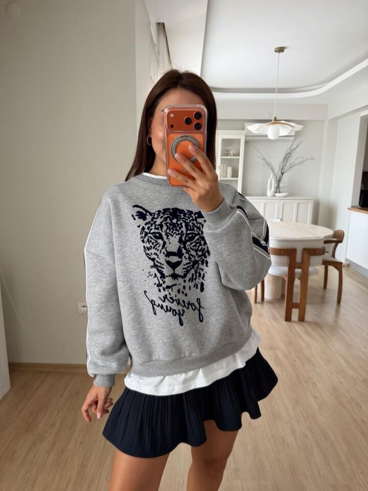 Leopar Baskı Sweat
