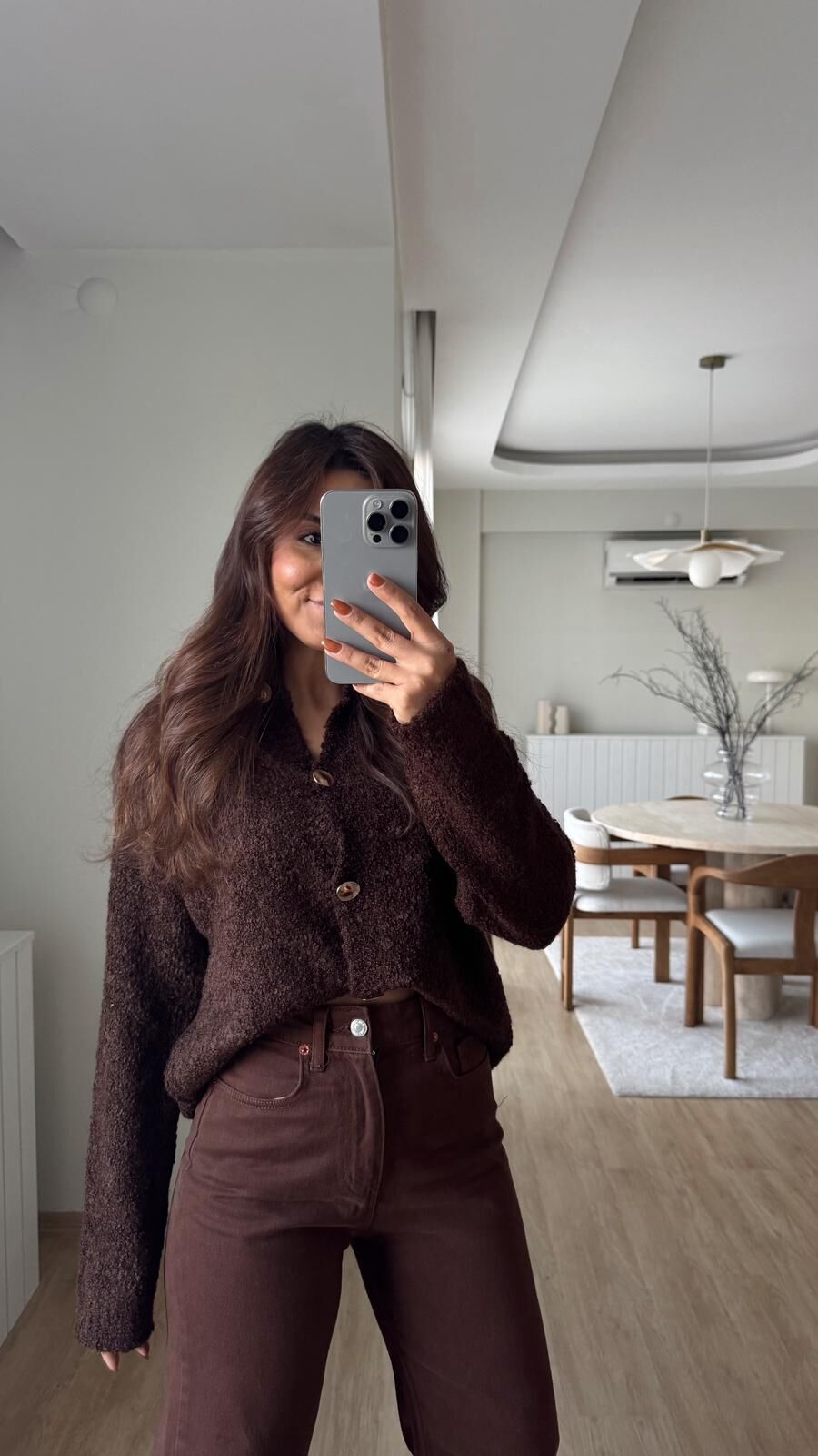 Bukle Dokulu Ceket Kahve