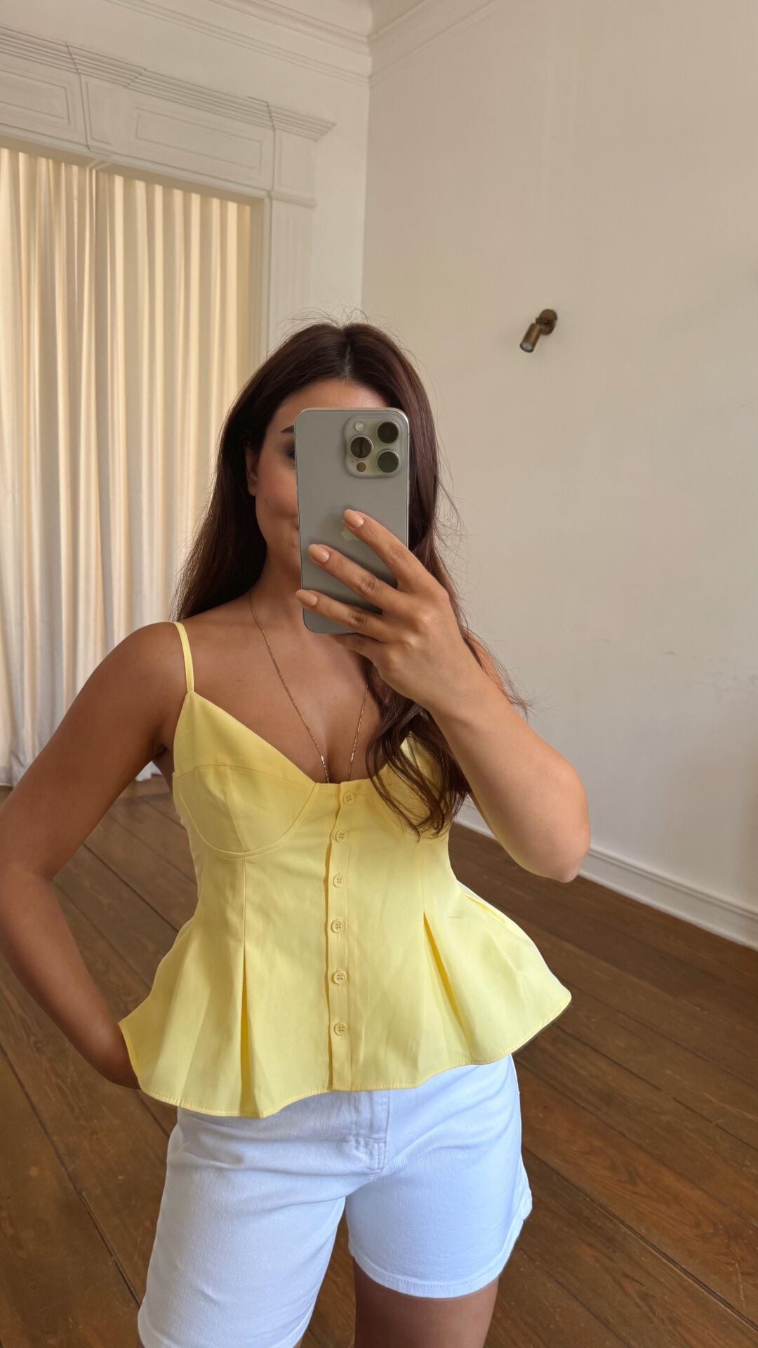 Düğmeli Bluz Sarı