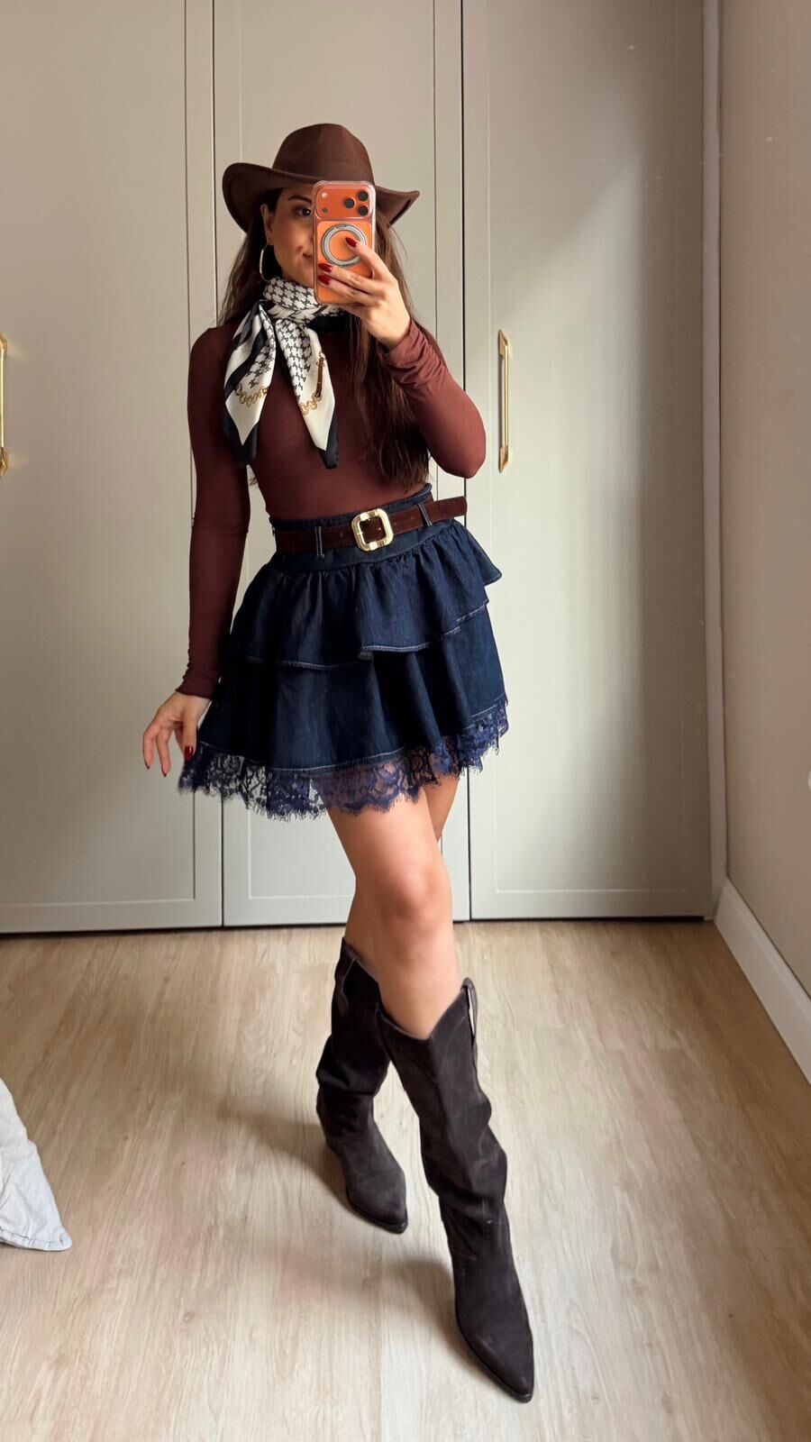 Fırfırlı Dantel Detay Etek Lacivert