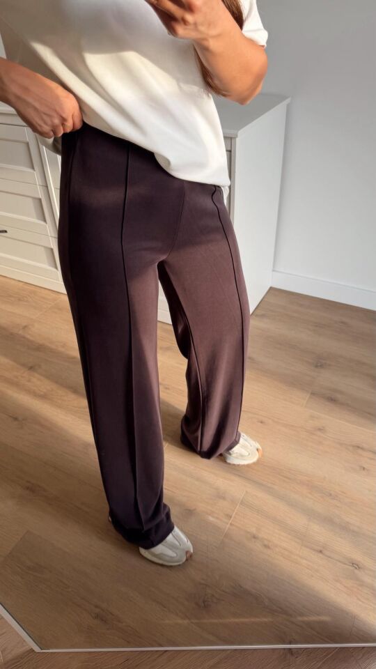 Dikiş Detay Kahve Pantolon