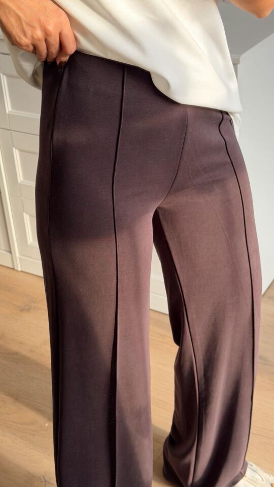 Dikiş Detay Kahve Pantolon